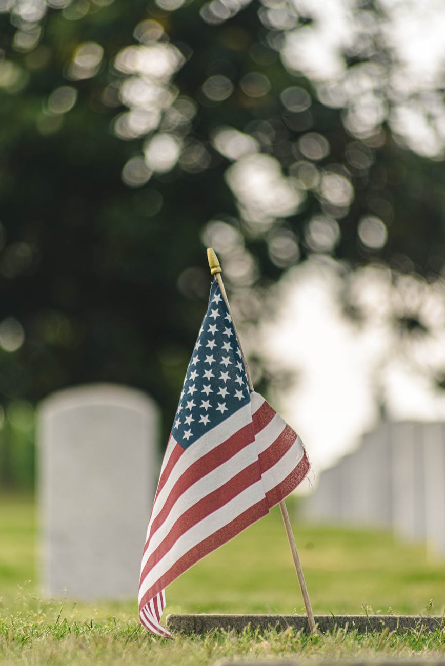 close up shot of a flag on the ground